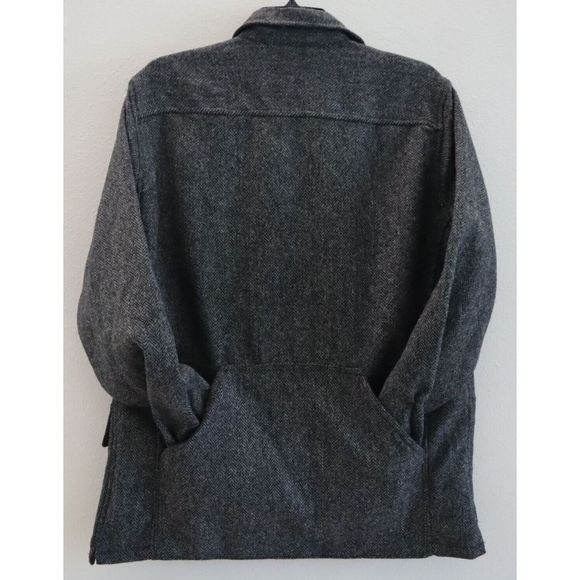 Sid Mashburn Men's Sz M Gray/Black Wool Tweed Herringbone Military Jacket $595 - Picture 4 of 8